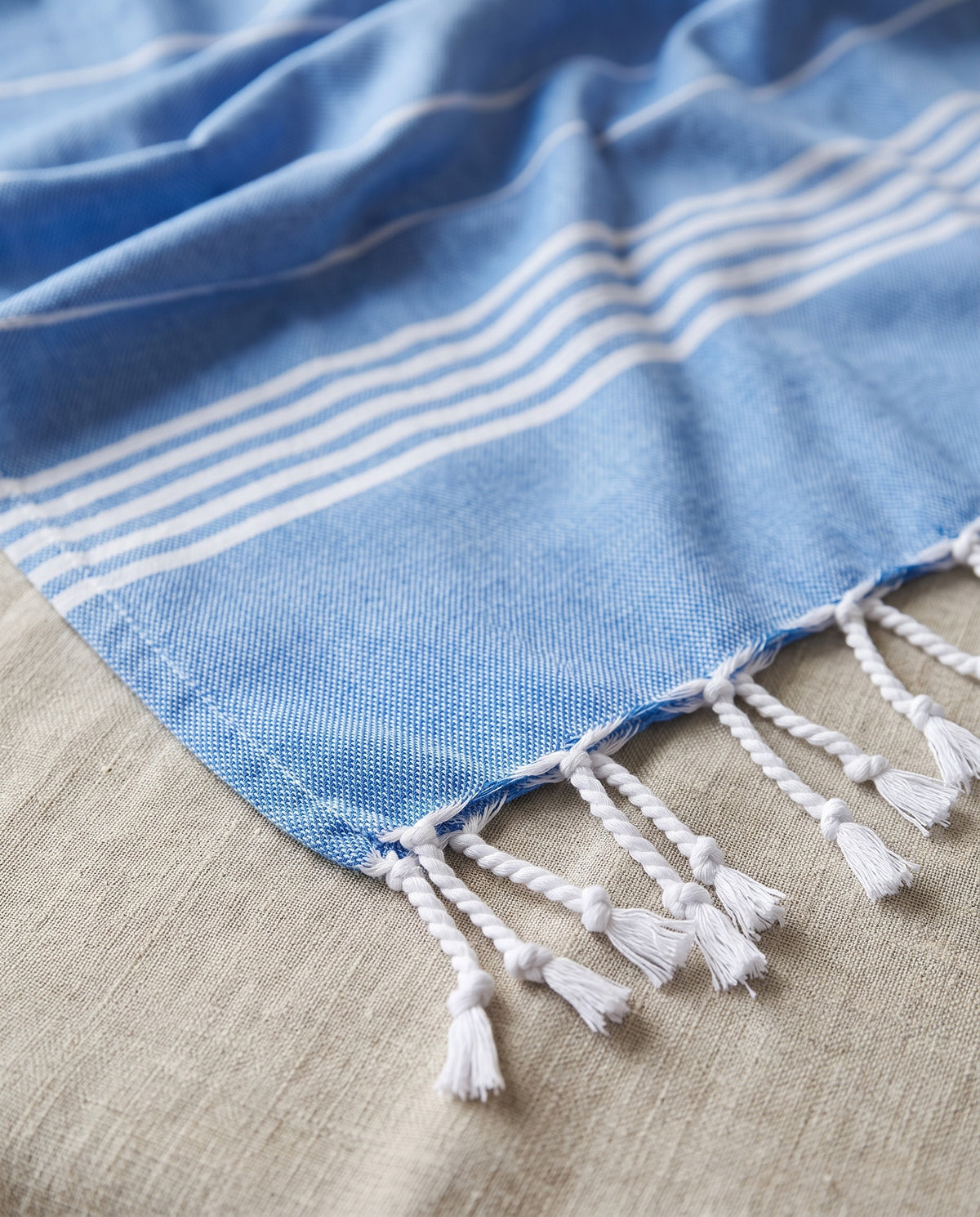 hamamdoek XL mediteraan blauw - detail