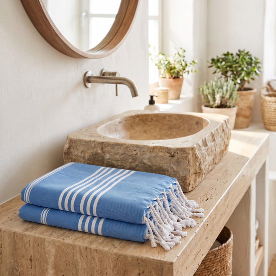 hamamdoek XL mediteraan blauw - sfeer