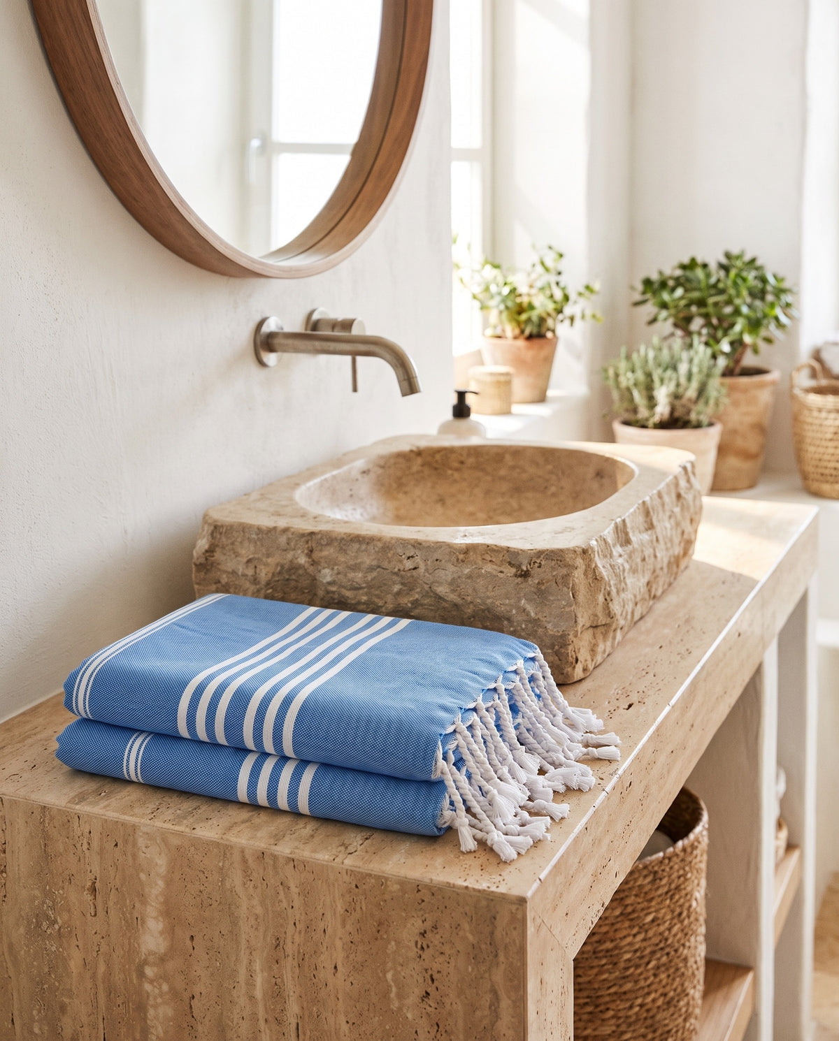 hamamdoek XL mediteraan blauw - sfeer