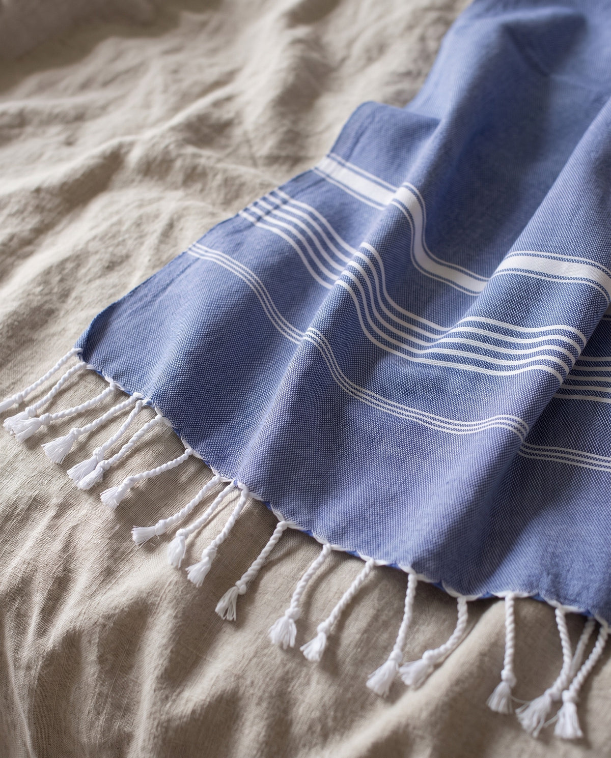 hamamdoek XL parlementblauw - detail