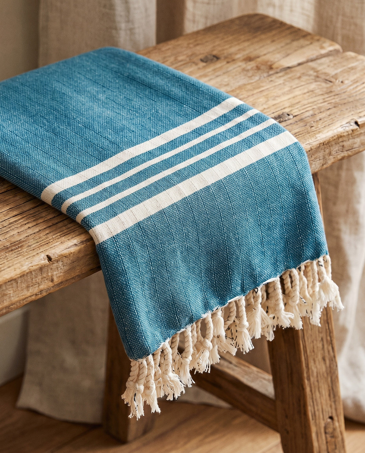 Hamamdoek XL petrol blue – Krem Sultan - detail