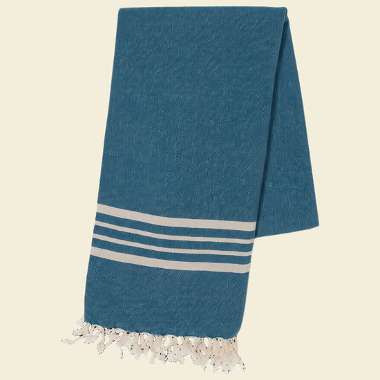 Hamamdoek XL petrol blue – Krem Sultan - op kleur