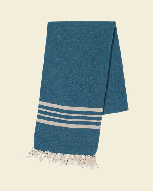 Hamamdoek XL petrol blue – Krem Sultan - op kleur