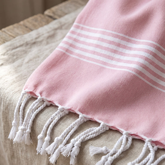 hamamdoek XL poederroze - detail