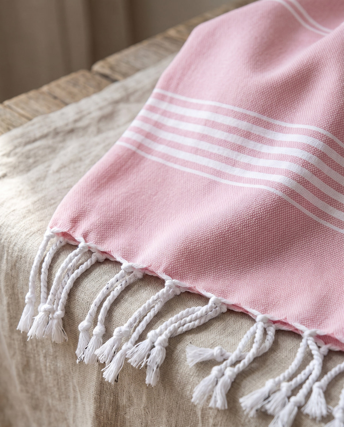 hamamdoek XL poederroze - detail