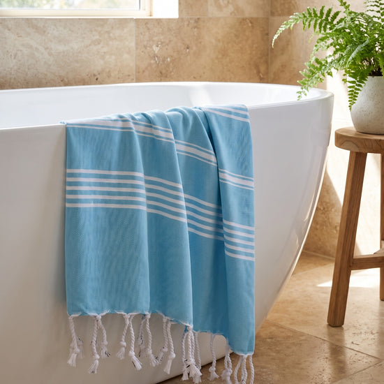 hamamdoek XL pool blue - sfeer