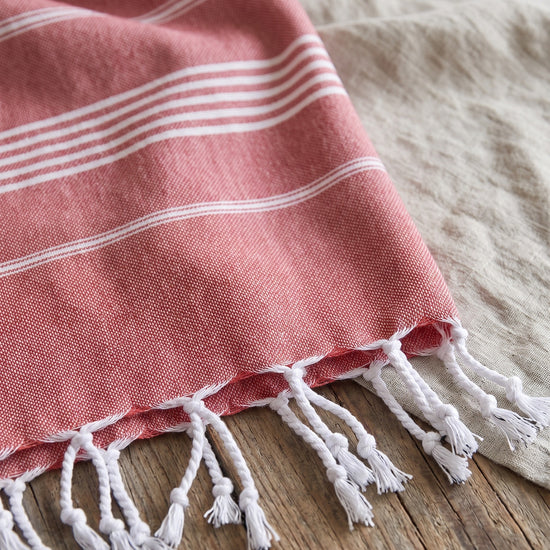 hamamdoek XL steenrood - detail