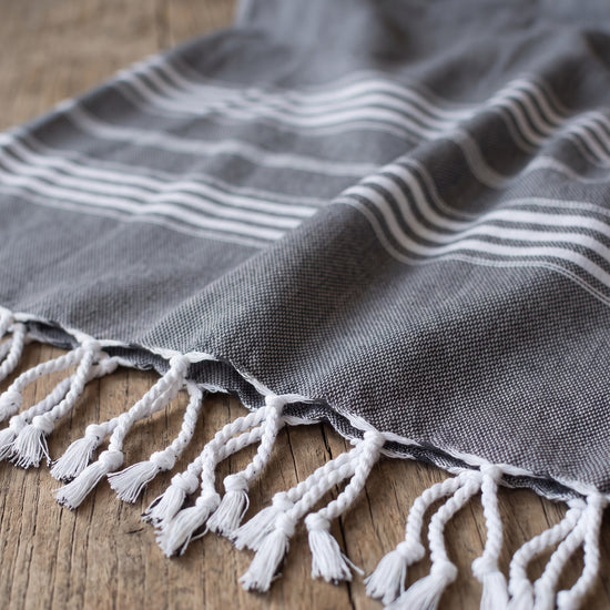 hamamdoek XL zwart - detail