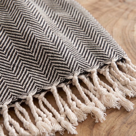 hamamdoek ZigZag black - detail