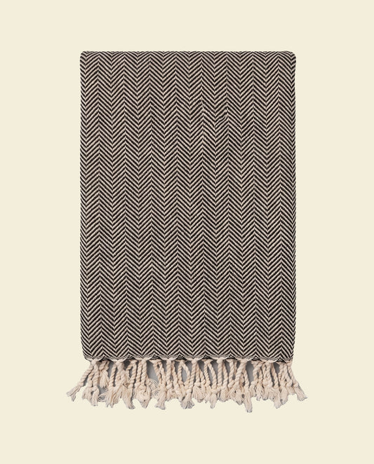 hamamdoek ZigZag black - op kleur