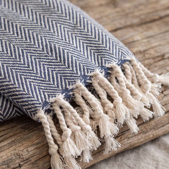 hamamdoek ZigZag navy - detail