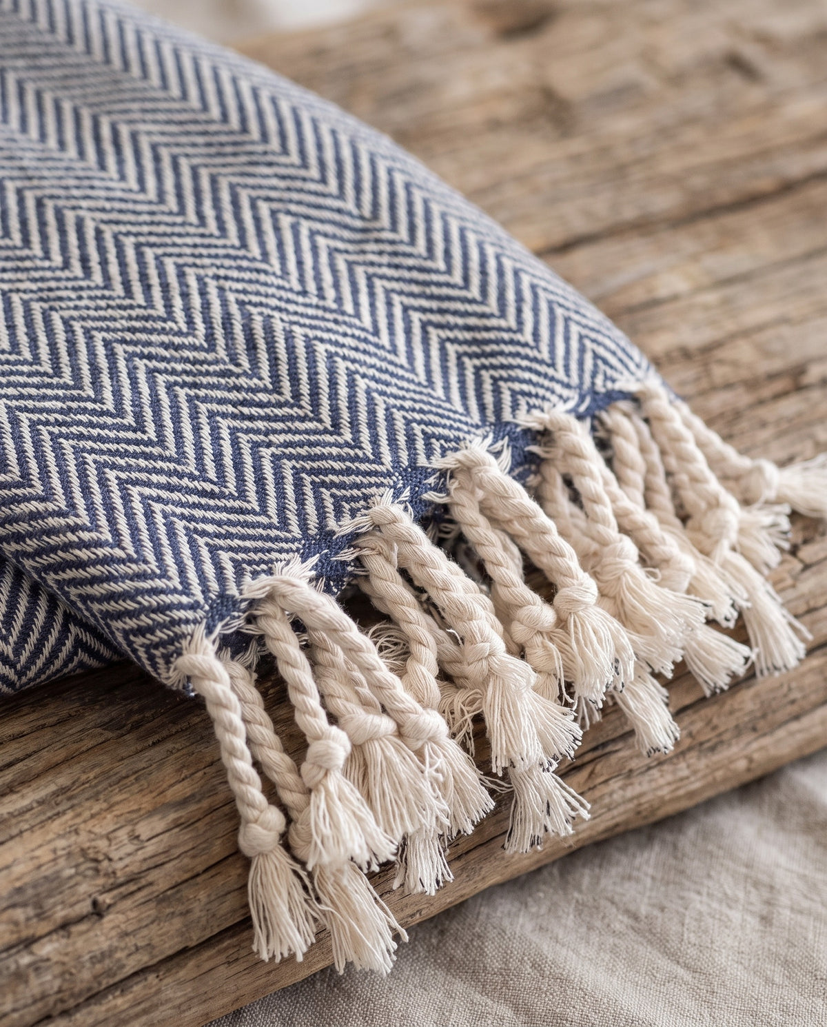 hamamdoek ZigZag navy - detail