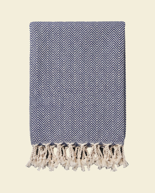 hamamdoek ZigZag navy - op kleur