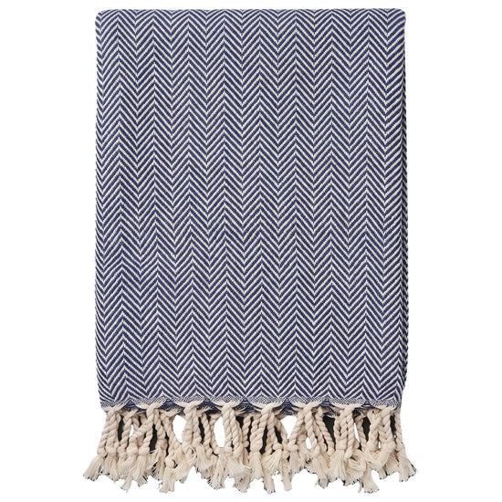 hamamdoek ZigZag navy - vrijstaand