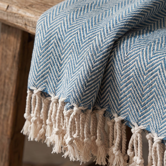 hamamdoek ZigZag petrol blue - detail