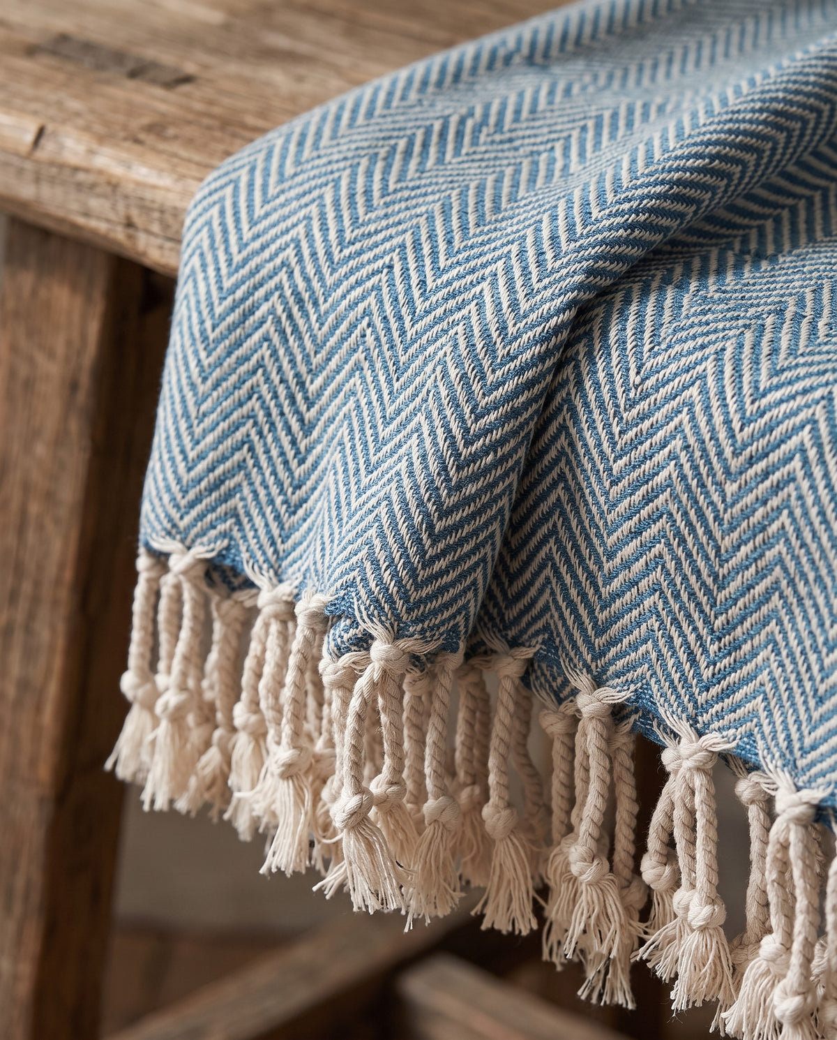 hamamdoek ZigZag petrol blue - detail