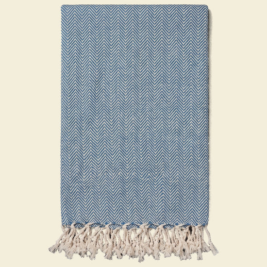 hamamdoek ZigZag petrol blue - op kleur