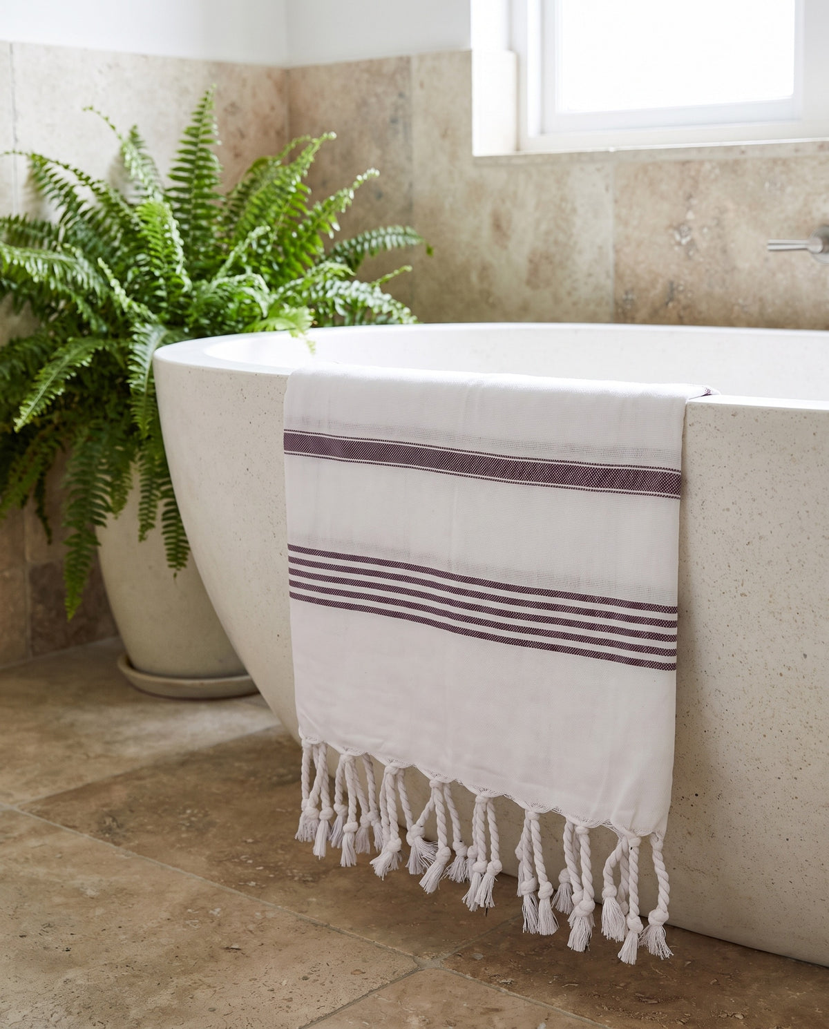 hammam strandlaken aubergine - sfeer