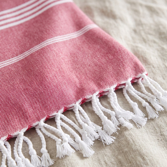 hammam strandlaken cerise - detail