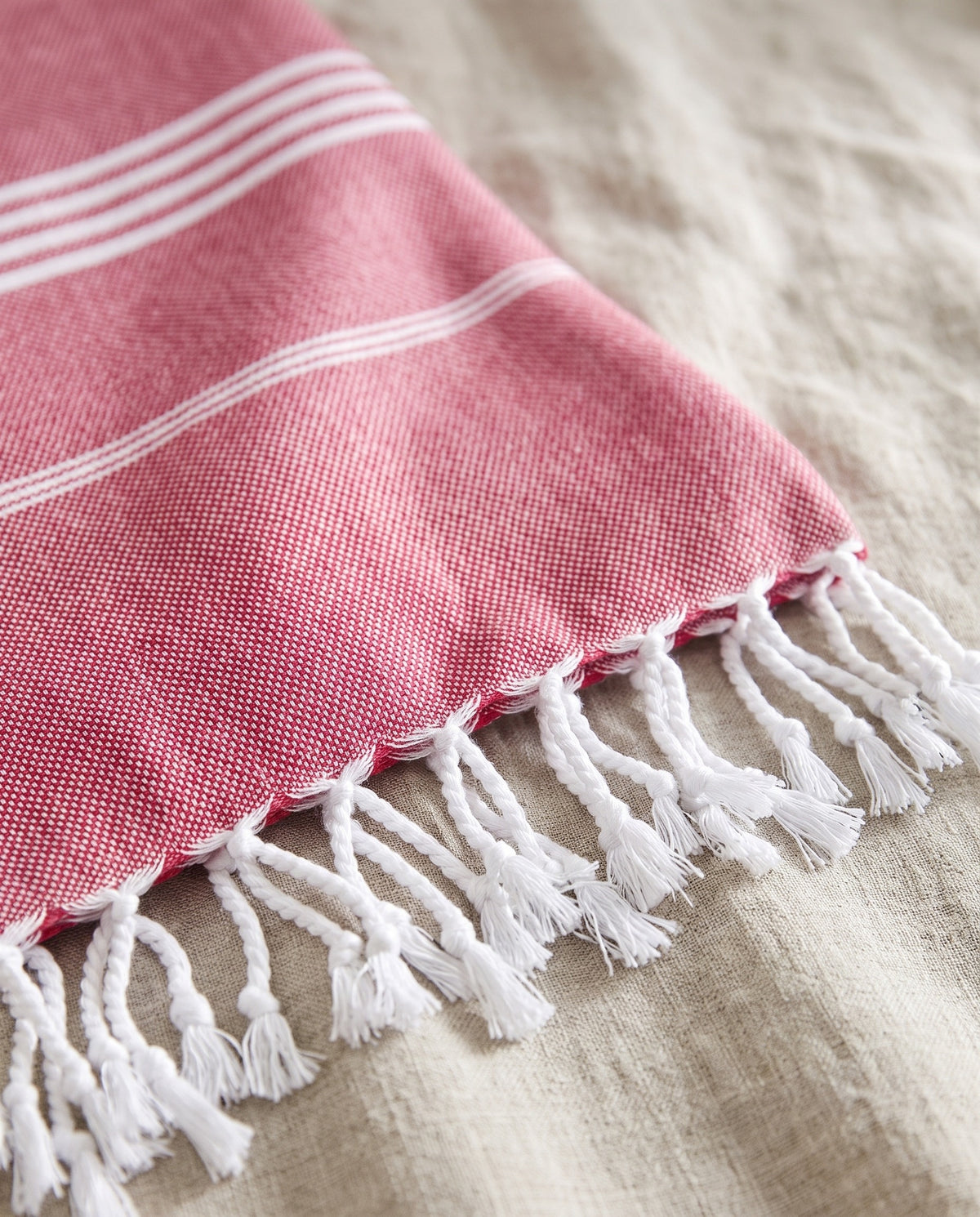 hammam strandlaken cerise - detail