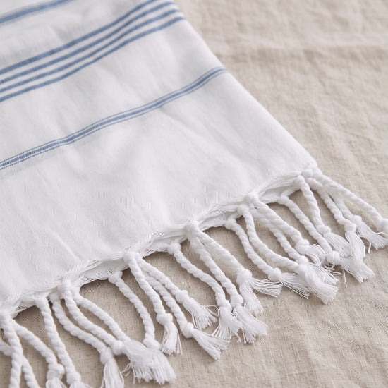 hammam strandlaken jeansblauw - detail