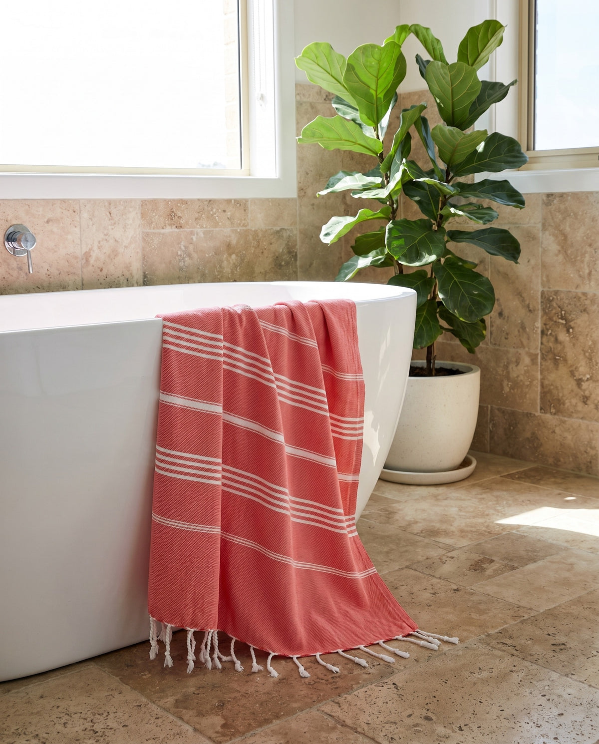 hammam strandlaken koraalrood - sfeer