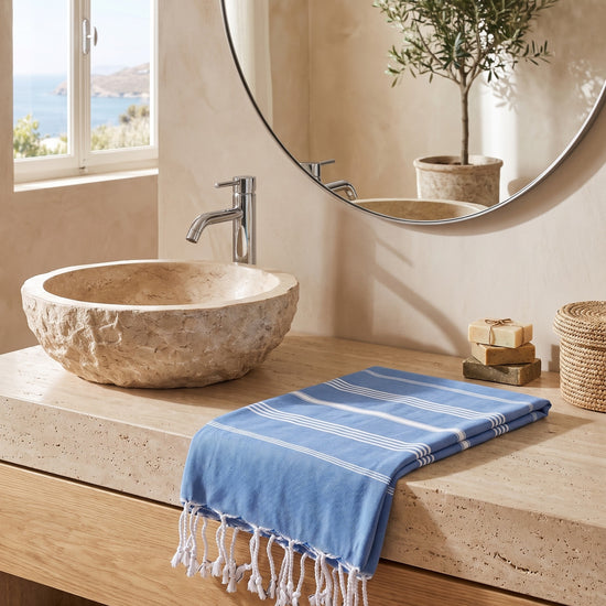 hammam strandlaken mediteraanblauw - sfeer