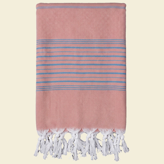 hammamhanddoek dun koper/oceaanblauw - op kleur