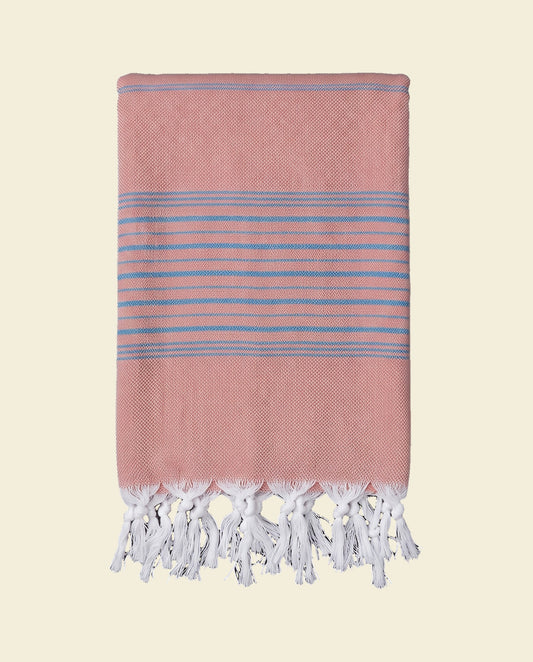 hammamhanddoek dun koper/oceaanblauw - op kleur