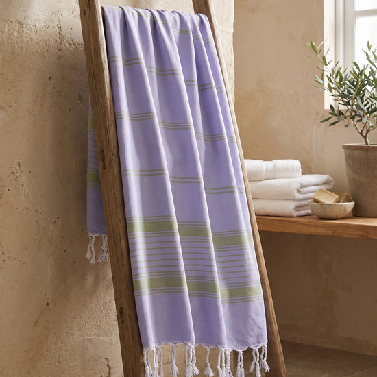 hammamhanddoek dun lavendel/mosgroen - sfeer