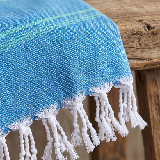hammamhanddoek dun oceaanblauw/jade - detail