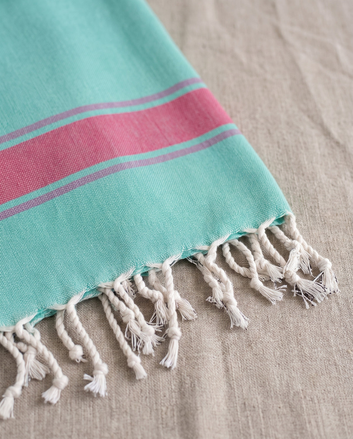 kids hamamdoek turquoise pink - detail