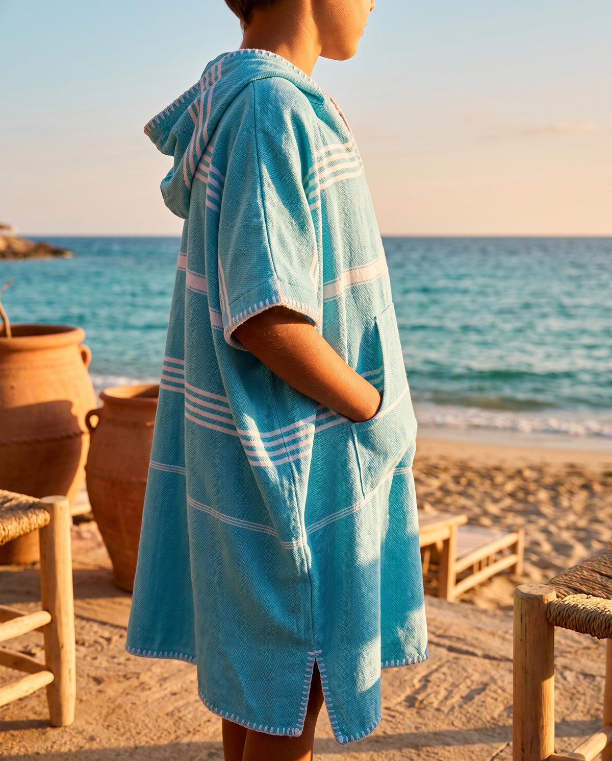 kids zwemponcho Leyla turquoise - sfeer