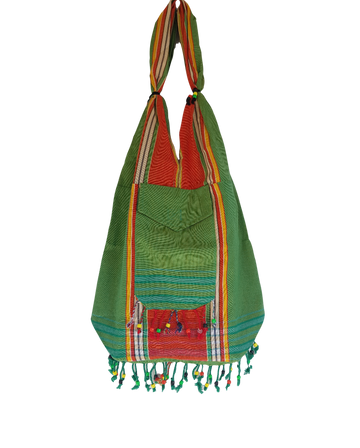 Kikoy beach bag green orange