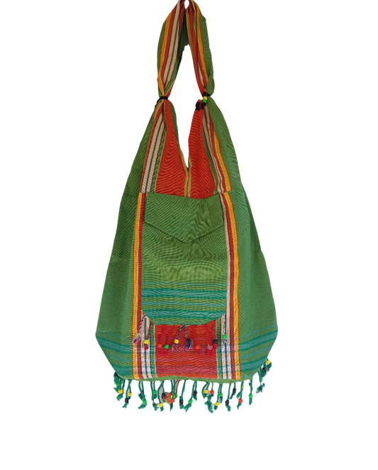 Kikoy beach bag green orange