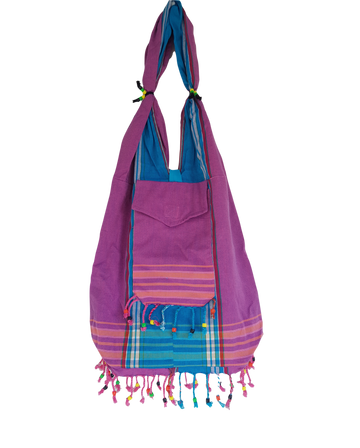 Kikoy beach bag purple pink