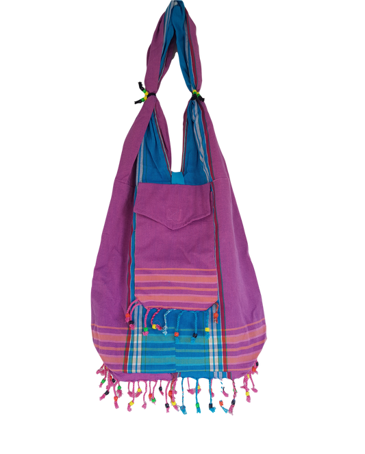 Kikoy beach bag purple pink