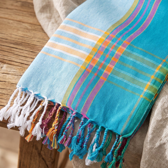 kikoy handdoek light blue - detail