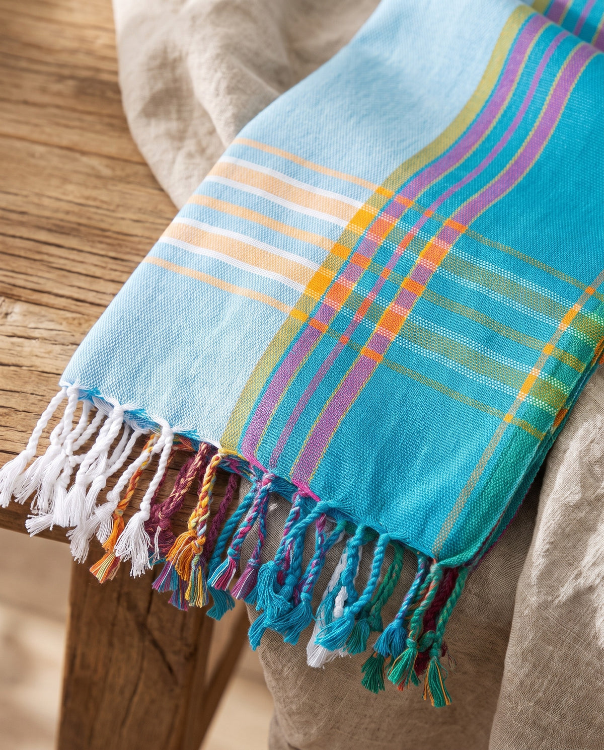 kikoy handdoek light blue - detail
