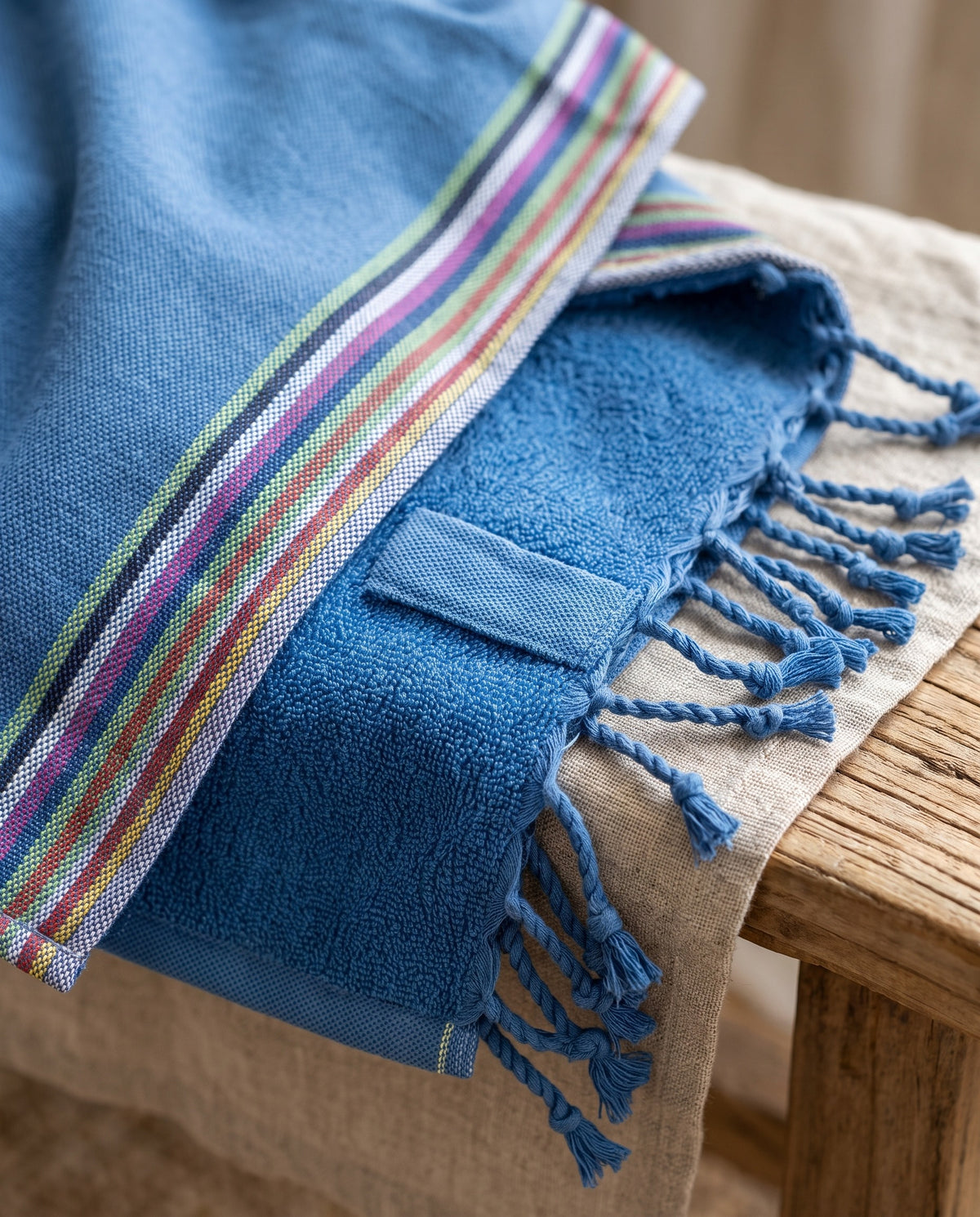 Kikoy kinder strandlaken blue jeans 125x65cm - detail