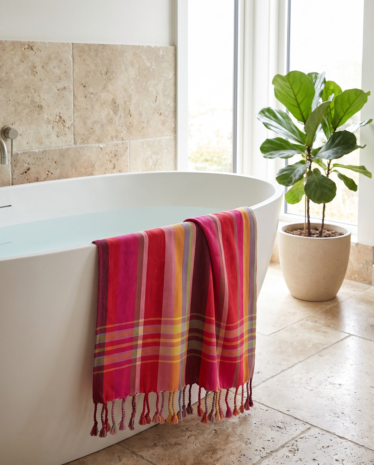 Kikoy strandlaken Kitale mixed stripes 170x95cm - sfeer