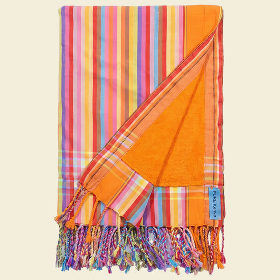kikoy strandlaken orange stripes - op kleur