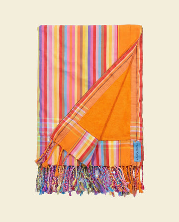 kikoy strandlaken orange stripes - op kleur