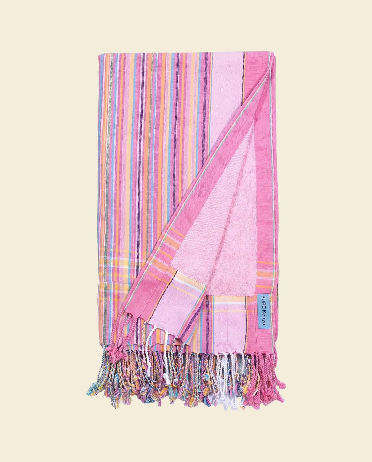 kikoy strandlaken sweet pink stripes - op kleur