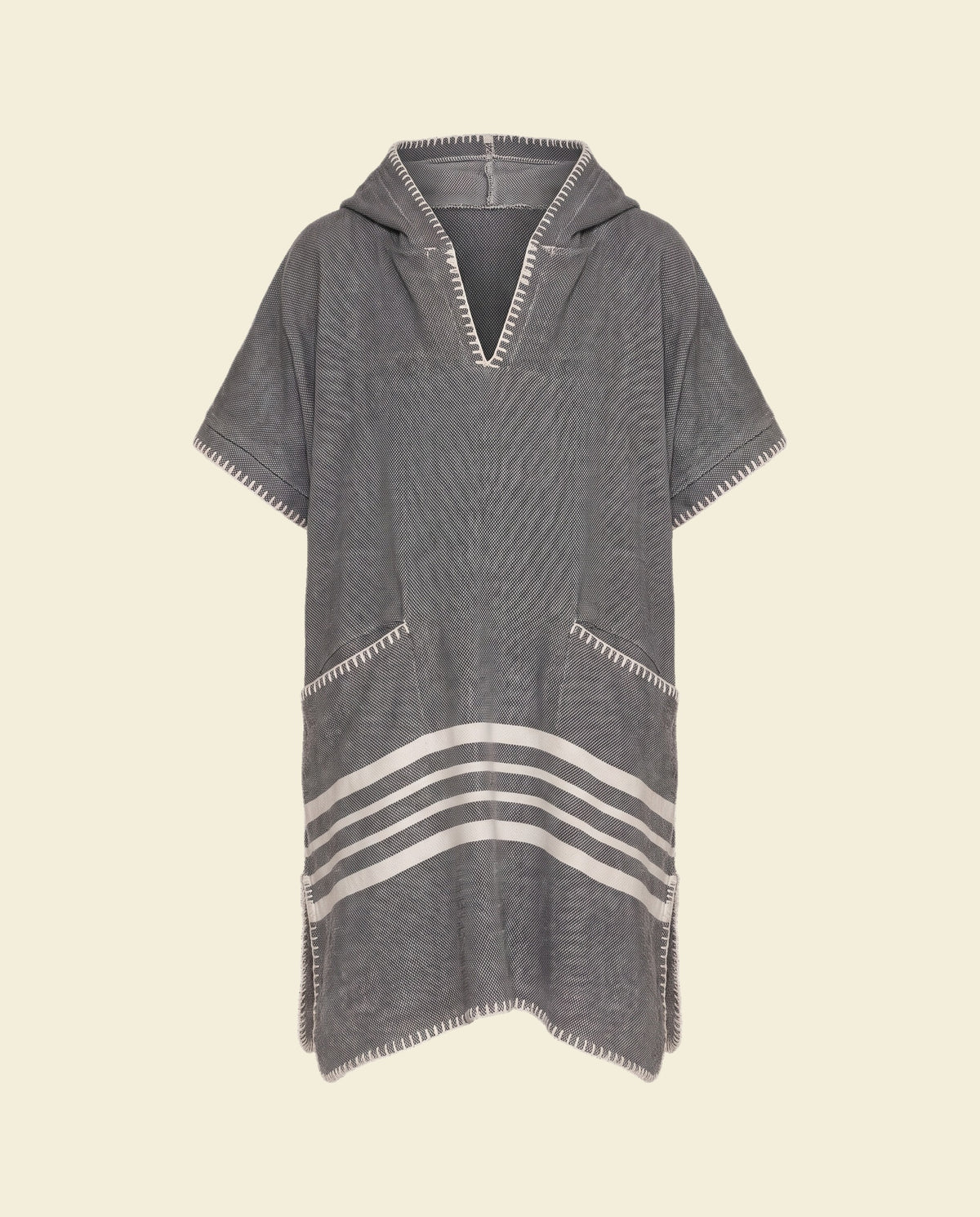 kinder strandponcho dark grey - op kleur