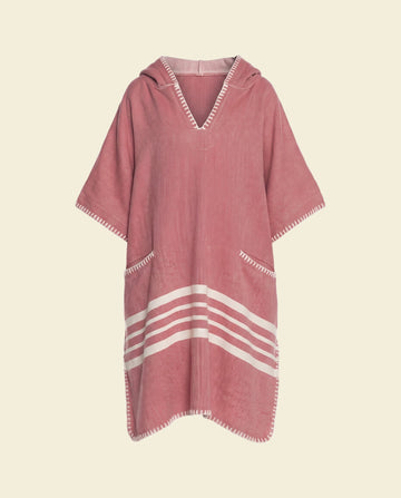 kinder strandponcho dusty rose - op kleur