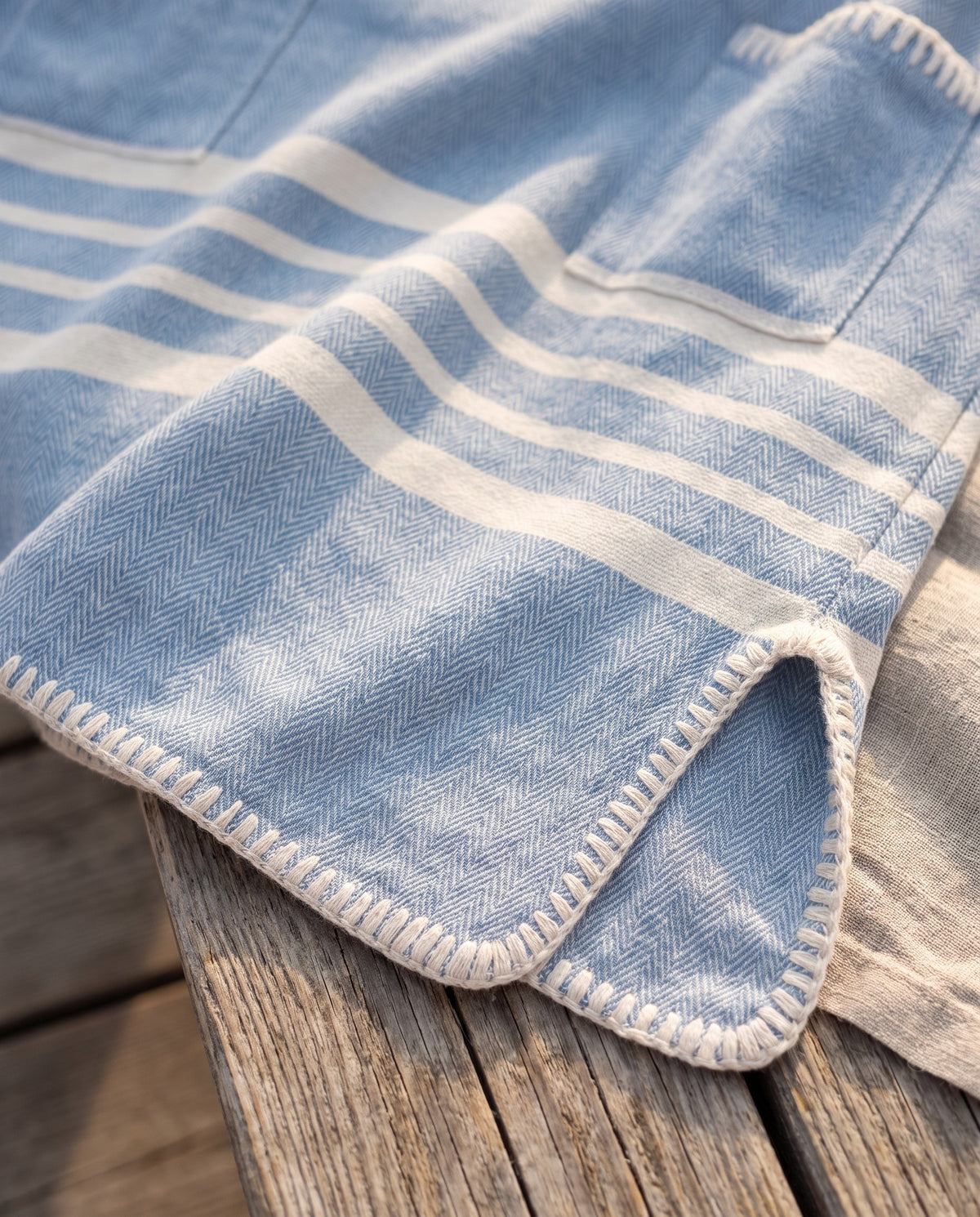 kinder strandponcho hamam air blue - detail