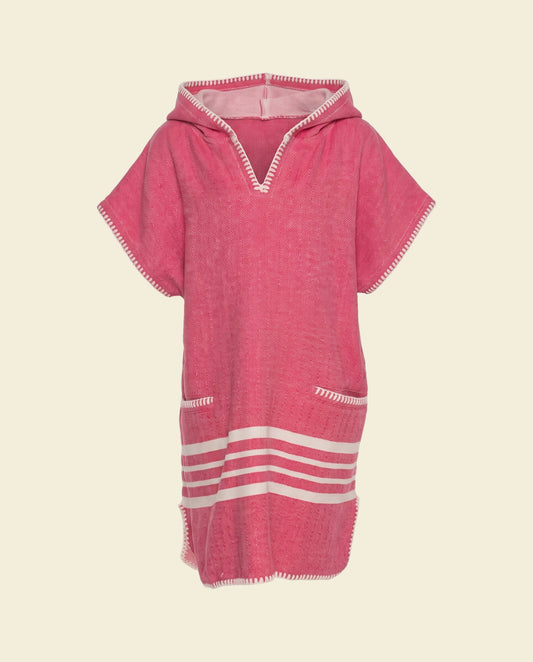 kinder strandponcho hamam fuchsia - op kleur
