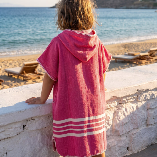 kinder strandponcho hamam fuchsia - sfeer