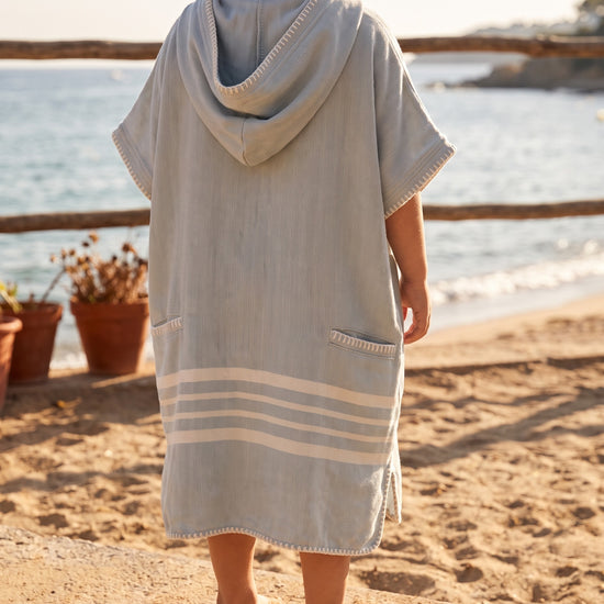 kinder strandponcho hamam light blue - sfeer